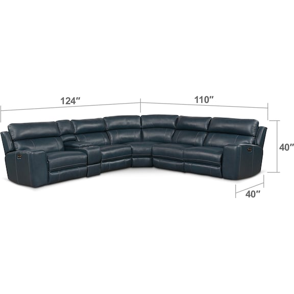 Living Room Furniture - Newport 6-Piece Power Reclining Sectional with 2 Reclining Seats