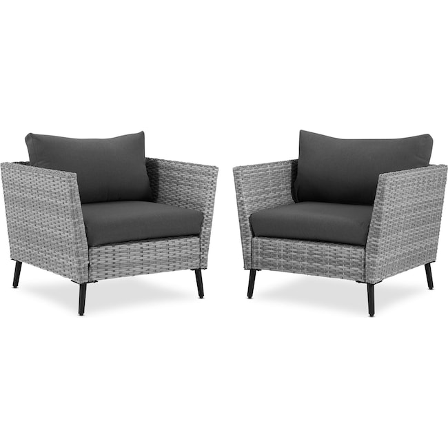 Outdoor Furniture - Ventura Set of 2 Outdoor Chairs - Gray