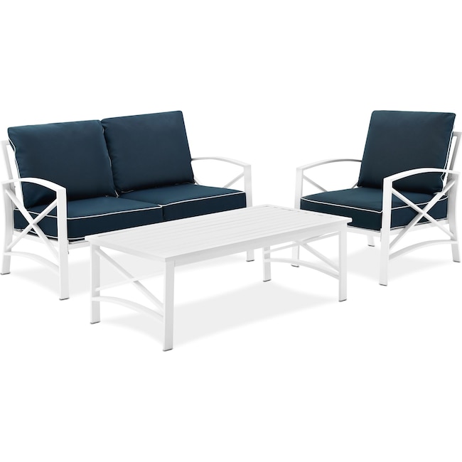Outdoor Furniture - Clarion Outdoor Loveseat, Chair, and Coffee Table Set