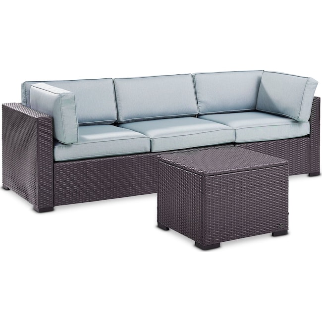 Outdoor Furniture - Isla 2-Piece Outdoor Sofa and Coffee Table Set - Mist