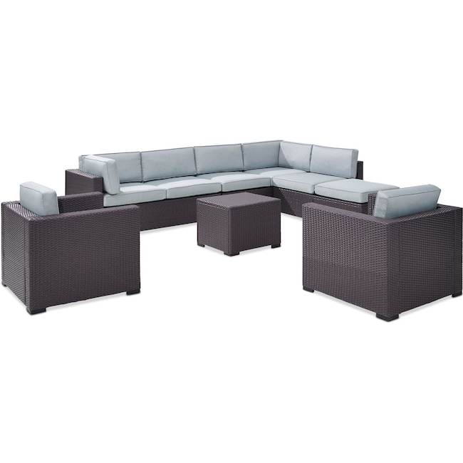 Outdoor Furniture - Isla 3-Piece Outdoor Sectional, 2 Armchairs, Coffee Table, and Ottoman Set
