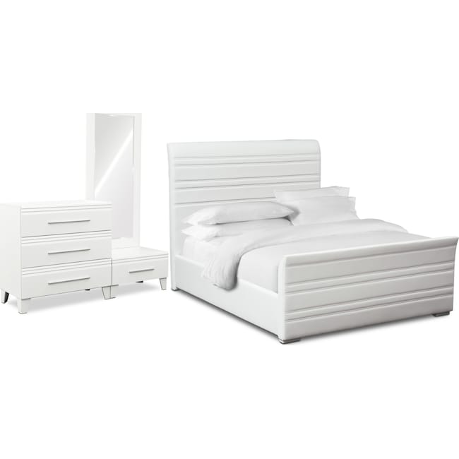 Bedroom Furniture - Allori 5-Piece Upholstered Bedroom Set with Chest