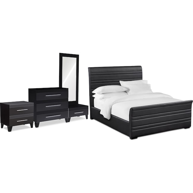 Bedroom Furniture - Allori 6-Piece Upholstered Bedroom Set with Chest