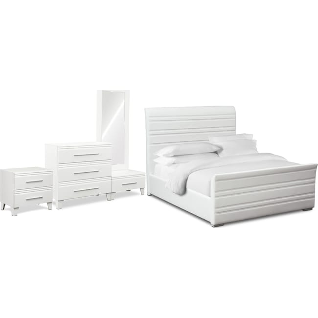 Bedroom Furniture - Allori 6-Piece Upholstered Bedroom Set with Chest