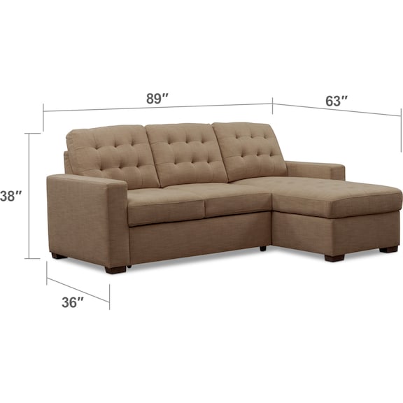 Living Room Furniture - Chatman 2-Piece Sleeper Sectional with Chaise