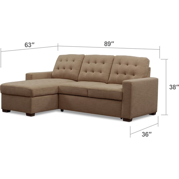 Living Room Furniture - Chatman 2-Piece Sleeper Sectional with Chaise