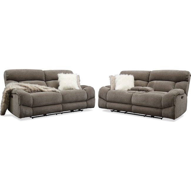 Living Room Furniture - Wave Dual Power Reclining Sofa and Loveseat Set