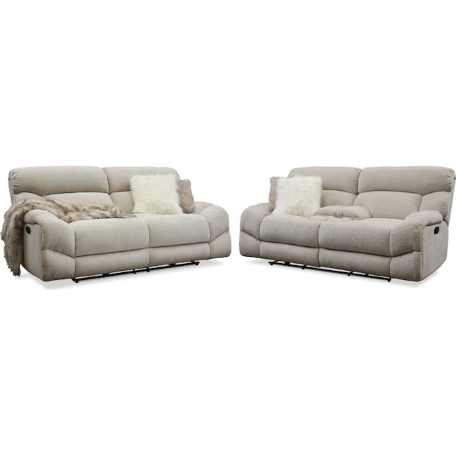 Living Room Furniture - Wave Manual Reclining Sofa and Loveseat Set