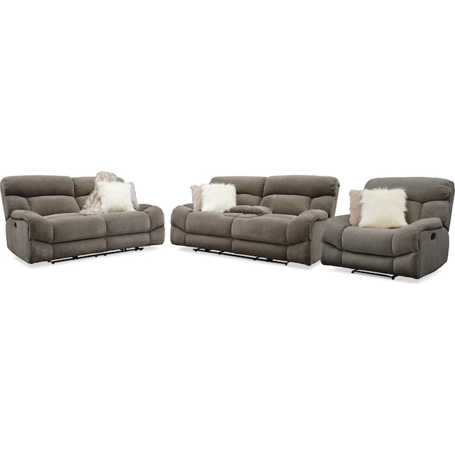 Living Room Furniture - Wave Manual Reclining Sofa, Loveseat and Recliner