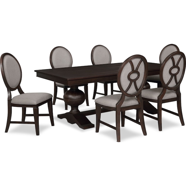 Dining Room Furniture - Wilder Rectangular Dining Table and 6 Upholstered Chairs