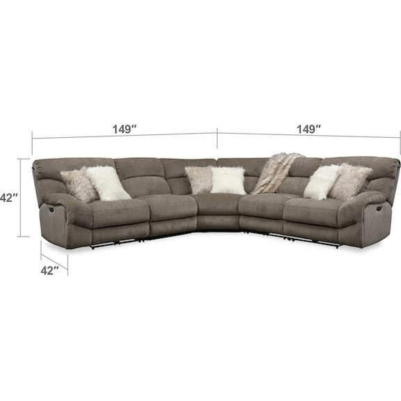 Living Room Furniture - Wave 5-Piece Dual-Power Reclining Sectional with 2 Reclining Seats