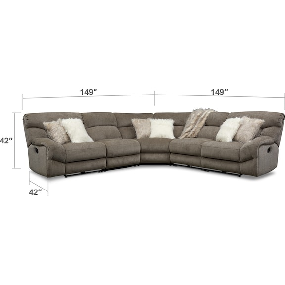 Living Room Furniture - Wave 5-Piece Manual Reclining Sectional with 3 Reclining Seats and Recliner