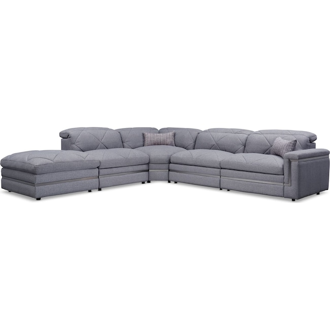 Living Room Furniture - Revel 4-Piece Dual-Power Reclining Sectional with Ottoman and 2 Reclining Seats