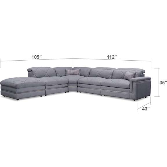 Living Room Furniture - Revel 4-Piece Dual-Power Reclining Sectional with Ottoman and 2 Reclining Seats