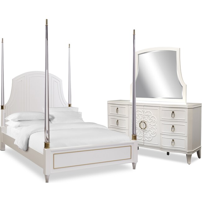 Bedroom Furniture - Isabel 5-Piece Post Bedroom Set with Dresser and Mirror