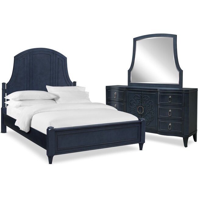 Bedroom Furniture - Isabel 5-Piece Bedroom Set with Dresser and Mirror