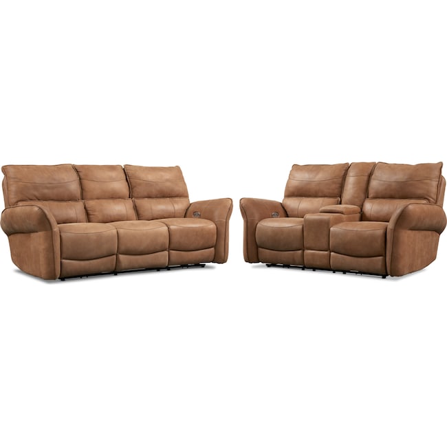 Living Room Furniture - Aspen Dual-Power Reclining Sofa and Loveseat Set