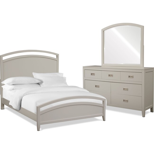 Bedroom Furniture - Emerson 5-Piece Panel Bedroom Set with Dresser and Mirror
