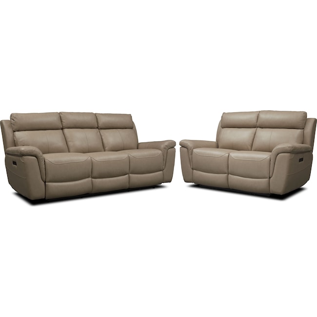 Living Room Furniture - Brooklyn Dual-Power Reclining Sofa and Loveseat Set