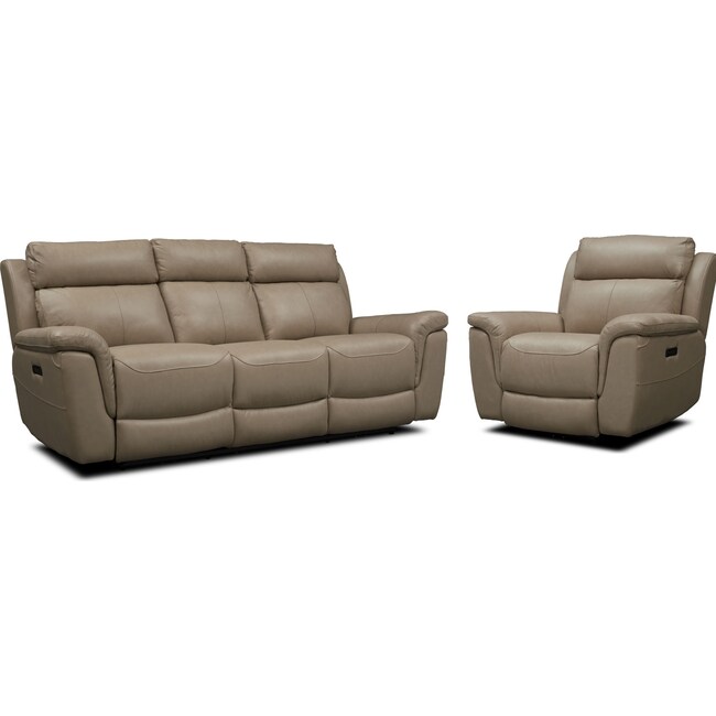 Living Room Furniture - Brooklyn Dual-Power Reclining Sofa and Recliner Set