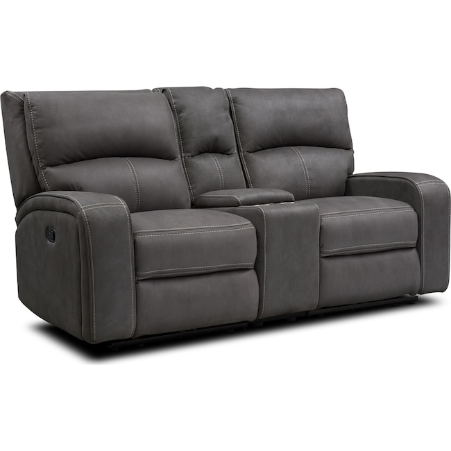 Living Room Furniture - Burke Manual Reclining Loveseat with Console