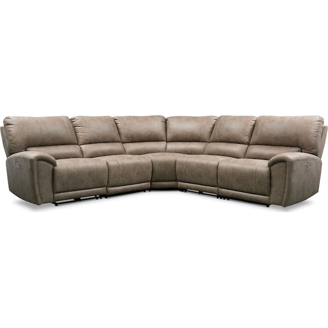 Living Room Furniture - Gallant 5-Piece Dual-Power Reclining Sectional with 3 Reclining Seats