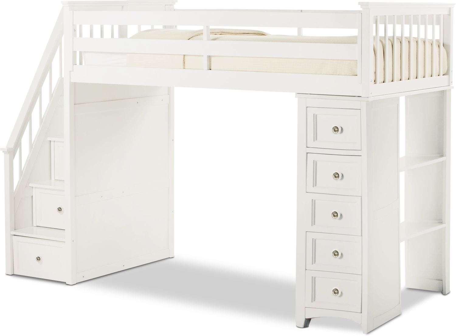 Flynn Loft Bed With Storage Stairs And Chest American Signature