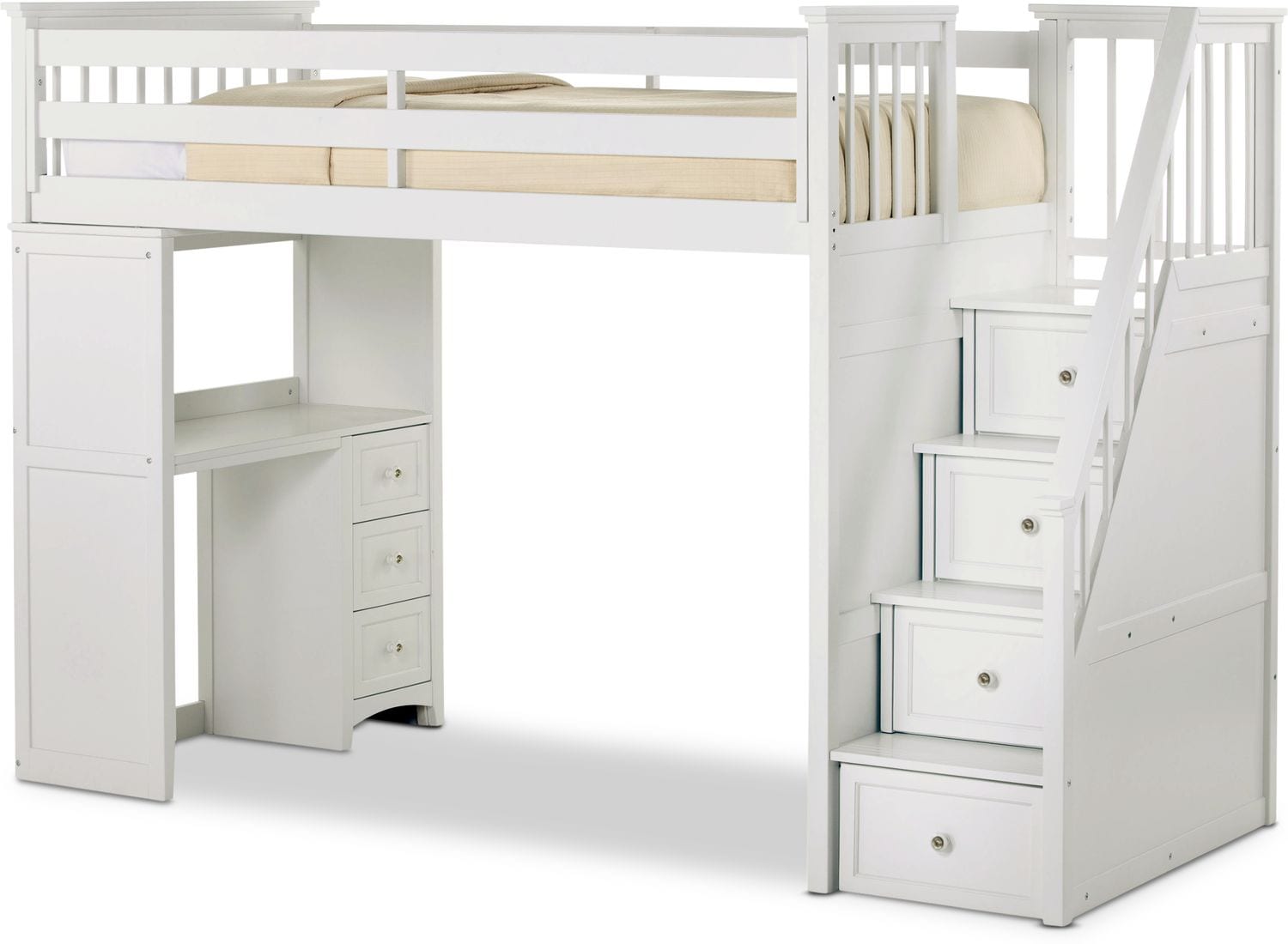 Flynn Loft Bed With Storage Stairs And Desk American Signature