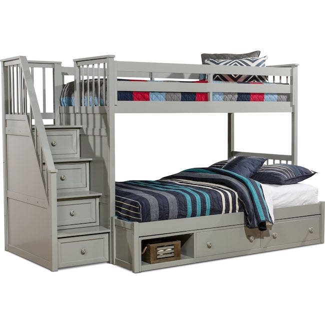 Kids Furniture - Flynn Storage Bunk Bed with Storage Stairs