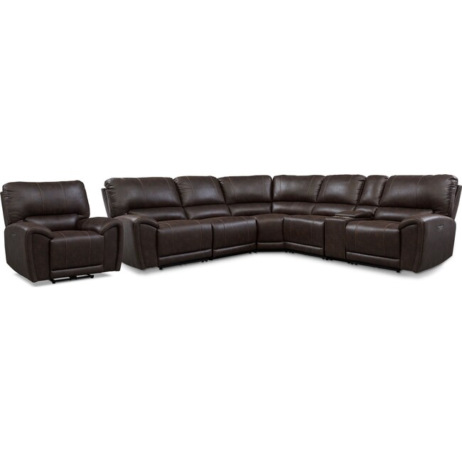 Living Room Furniture - Gallant 6-Piece Dual-Power Reclining Sectional and Recliner Set
