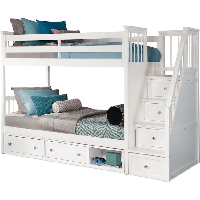 Flynn Storage Bunk Bed With Storage Stairs American Signature