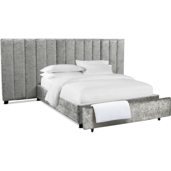 Bedroom Furniture - Kiera Upholstered Channel Wall Storage Bed