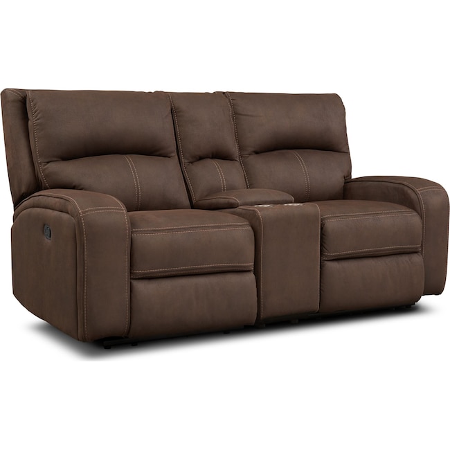 Living Room Furniture - Burke Manual Reclining Loveseat with Console