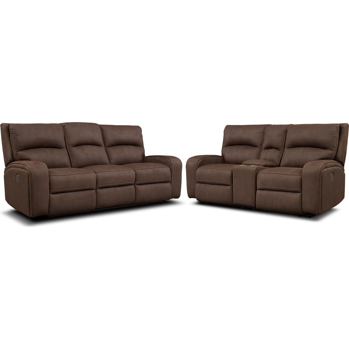 Burke DualPower Reclining Sofa and Loveseat with Console American