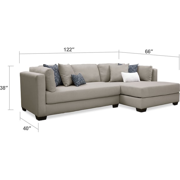 Living Room Furniture - Rosalyn 2-Piece Sectional with Chaise and Ottoman