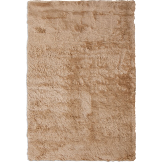 Rugs - Faux Mink Fur Area Rug - Tan