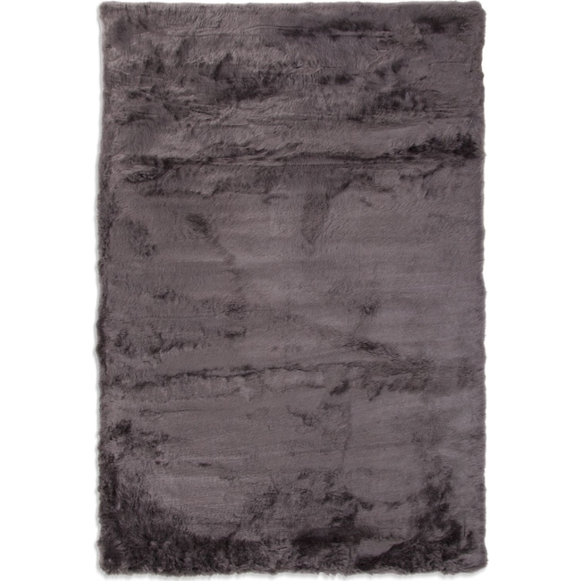Rugs - Faux Mink Fur Area Rug - Charcoal