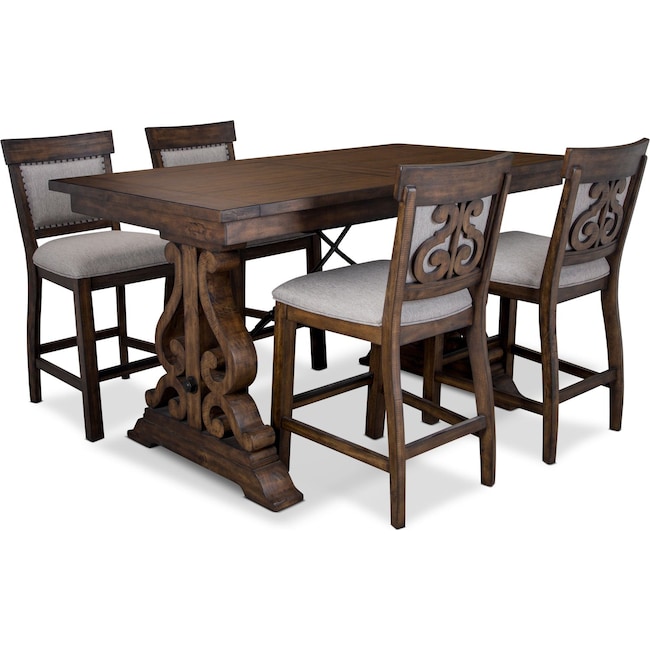 Dining Room Furniture - Charthouse Counter-Height Dining Table and 4 Upholstered Stools