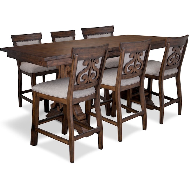 Dining Room Furniture - Charthouse Counter-Height Dining Table and 6 Upholstered Stools