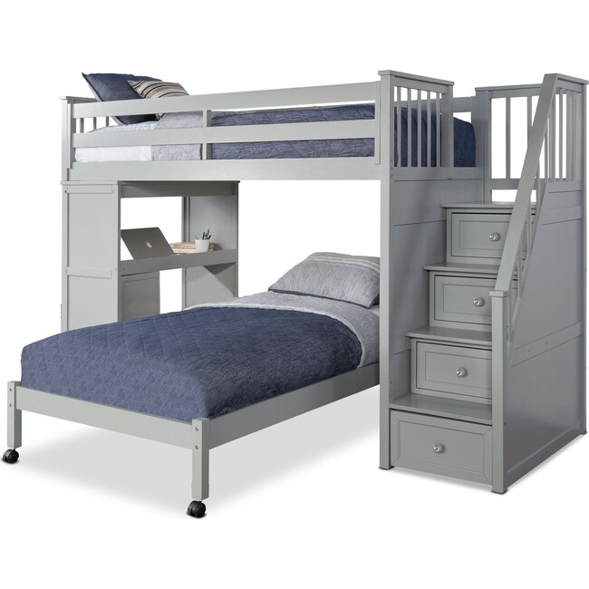 Kids Furniture - Flynn Loft Bed with Storage Stairs and Desk