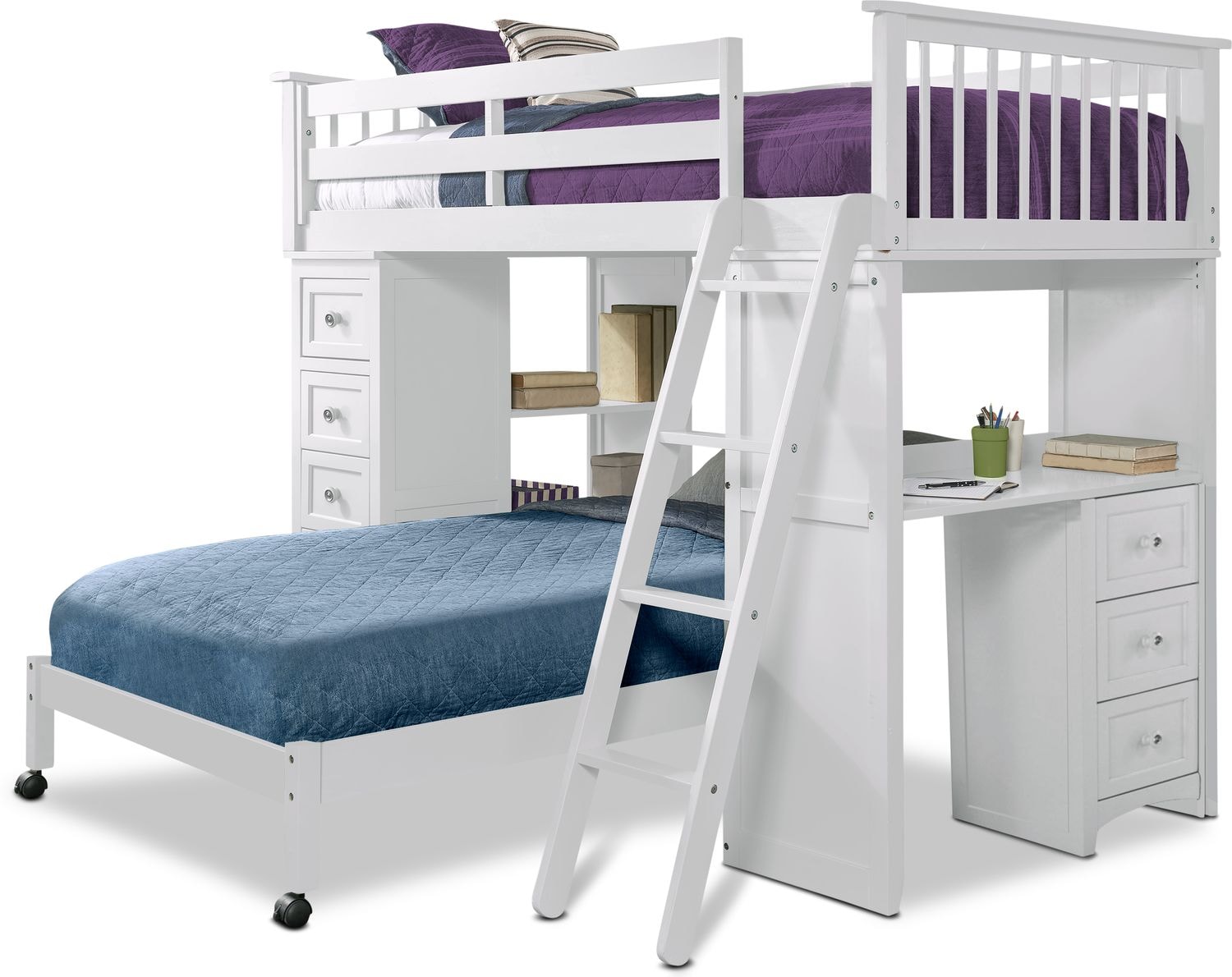 Flynn Loft Bed With Desk And Chest American Signature Furniture