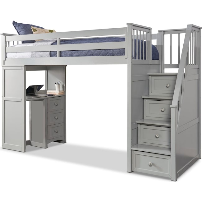 Flynn Loft Bed With Storage Stairs And Desk American Signature