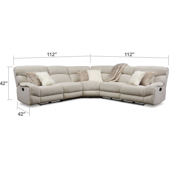 Living Room Furniture - Wave 5-Piece Manual Reclining Sectional with 2 Reclining Seats