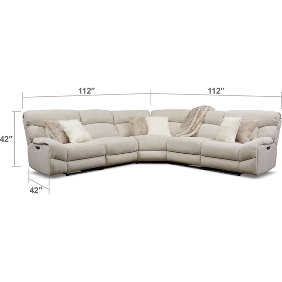 Living Room Furniture - Wave 5-Piece Dual-Power Reclining Sectional with 3 Reclining Seats