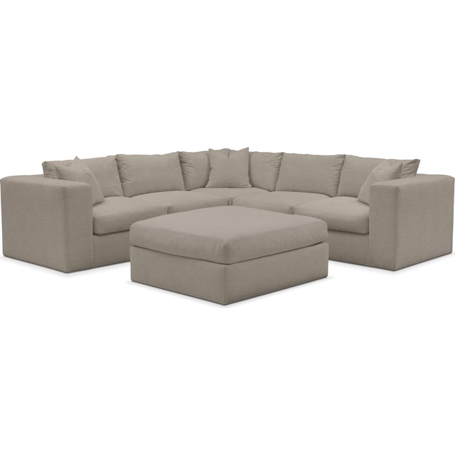 Living Room Furniture - Collin Performance 5-Piece Sectional with Ottoman