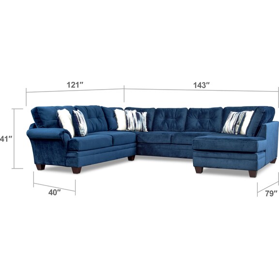 Living Room Furniture - Cordelle 3-Piece Sectional with Chaise and Swivel Chair Set