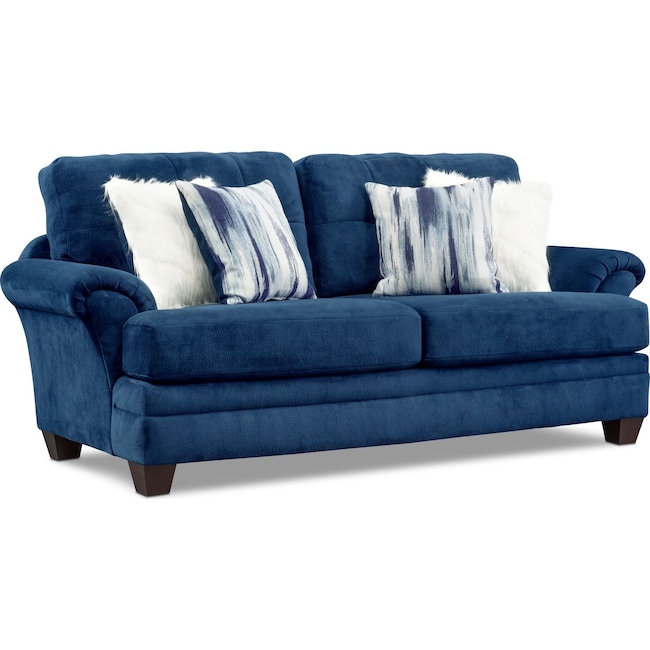 Living Room Furniture - Cordelle Sofa with Faux Fur Pillows