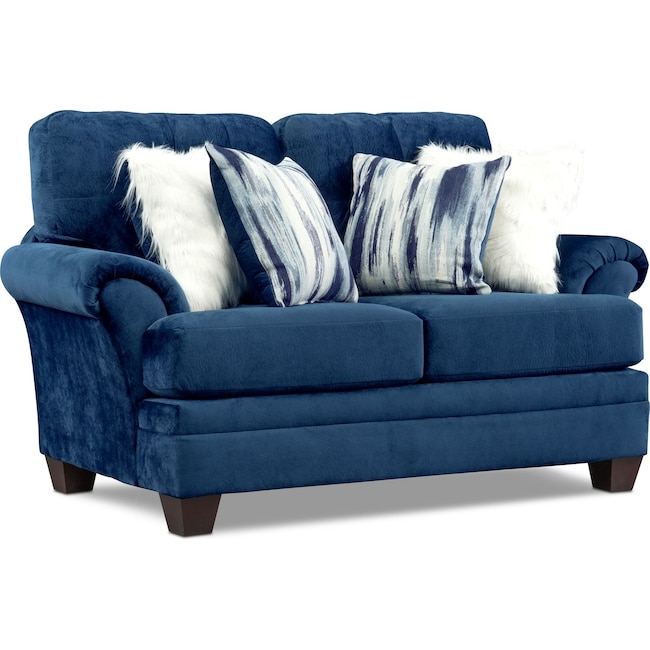 Living Room Furniture - Cordelle Loveseat with Faux Fur Pillows