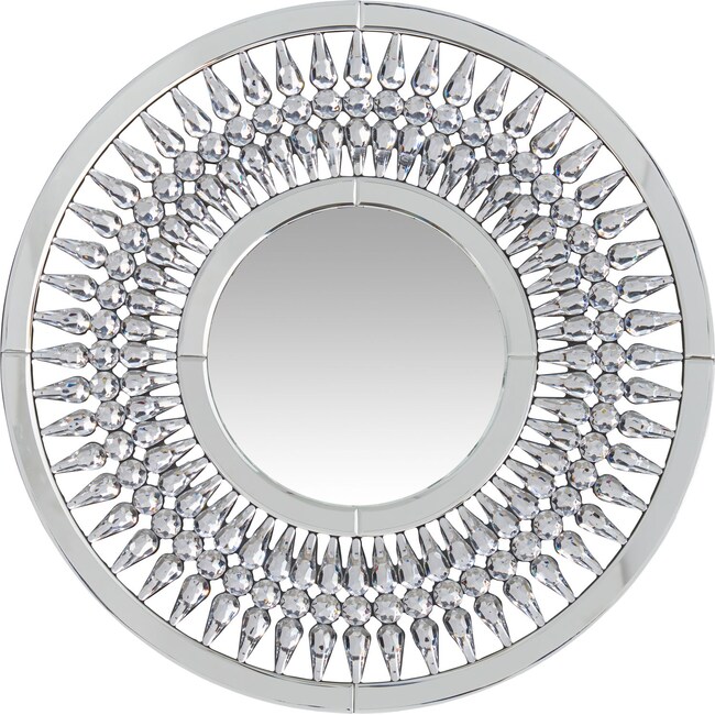 Home Accessories - Round Crystal Spoke Wall Mirror