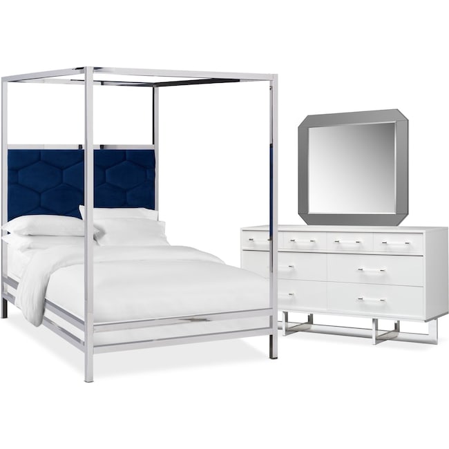 Bedroom Furniture - Concerto 5-Piece Canopy Bedroom Set with Dresser and Mirror